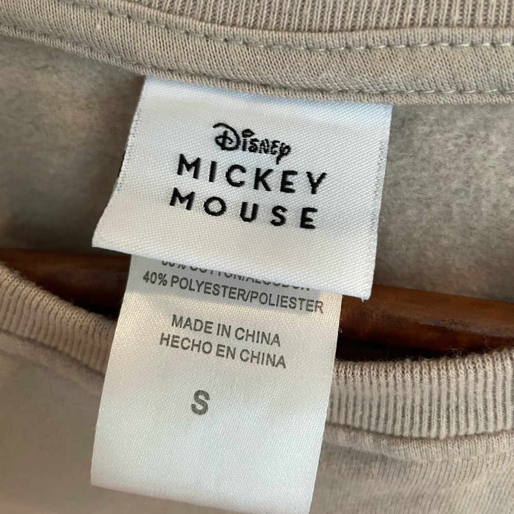 Disney Graphic Crop Sweatshirt Minnie & Micky Mouse Tan/Pink Small - Picture 6 of 7